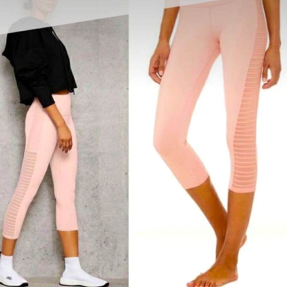 ALO YOGA HIGH-WAIST PRISM CAPRI SIDE SHOW in Pale Mauve Sz XS